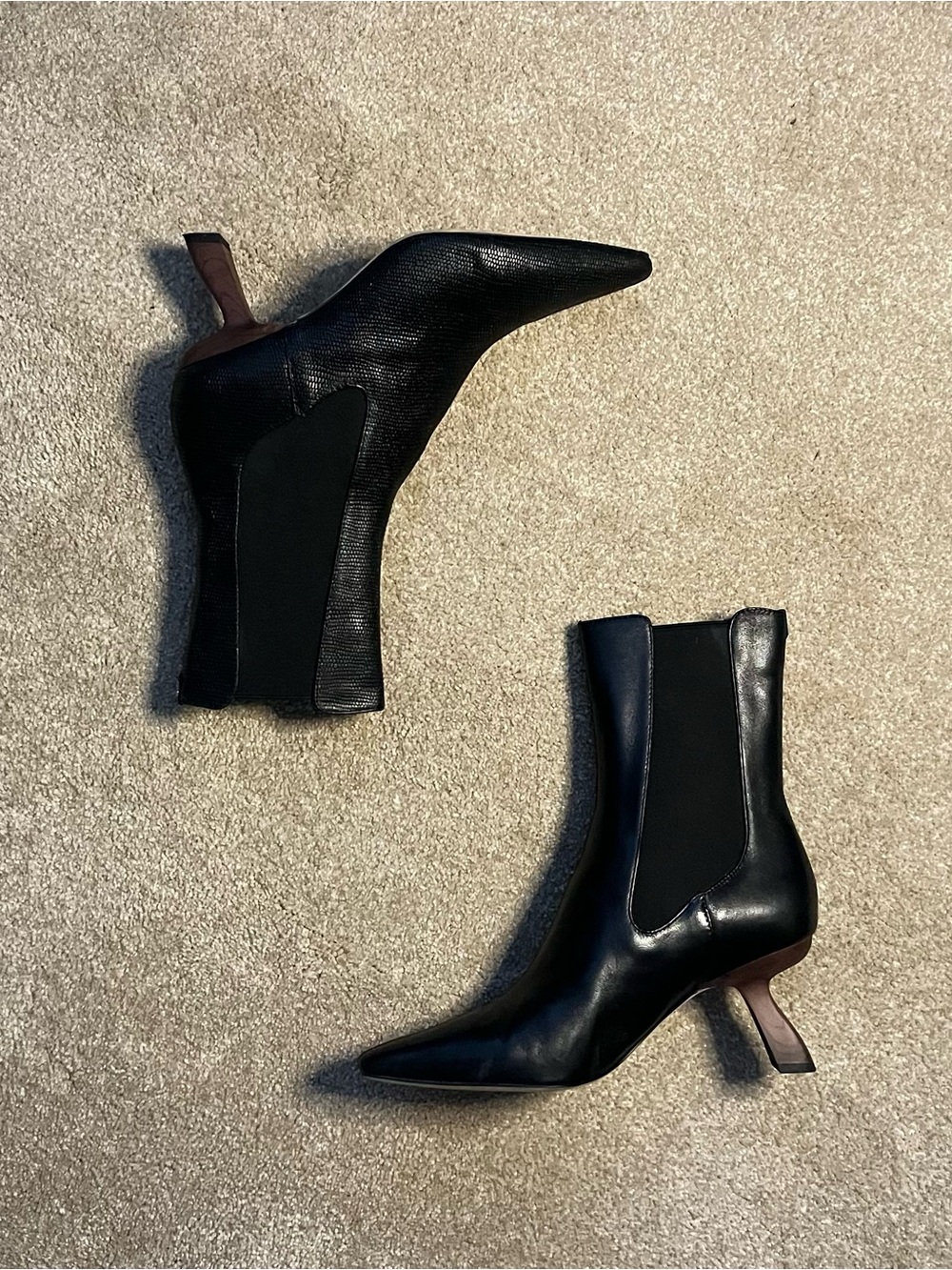 Sam Edelman Black Pointed-Toe Chelsea Booties
